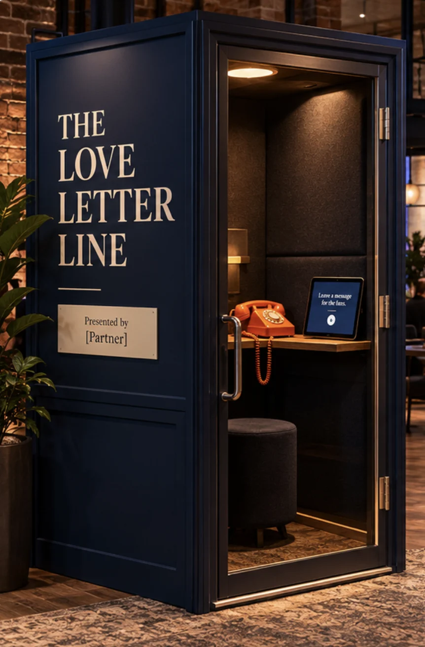 An enclosed booth for a personal message