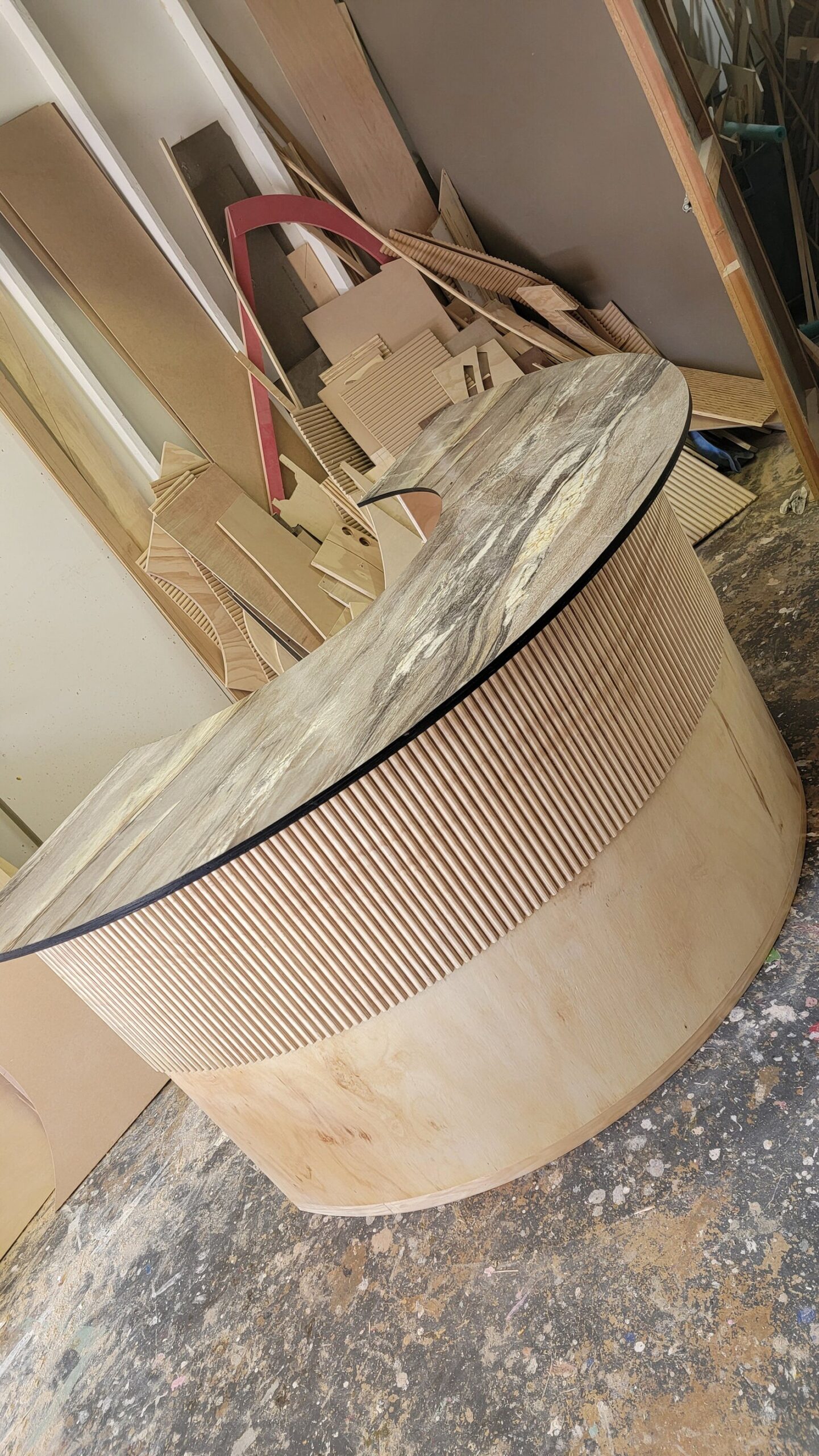 Reeded Round Reception Desk – Cashwrap